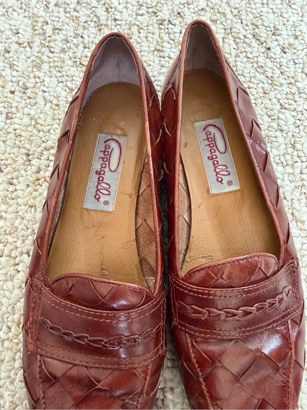 Pappagallo Woven Leather Penny Loafers in Chestnut Brown size 7.5 - Picture 4 of 6
